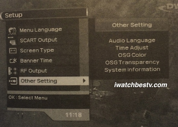 Direct Satellite TV: Displaying The Other Setting on the Main Menu on Screen.