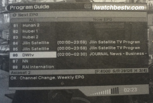 Direct TV Satellite: Setting Electronic Program Guide for Programs Displaying Now.