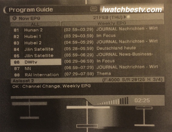 Direct TV Satellite: Setting Electronic Program Guide for Programs Displaying Weekly.