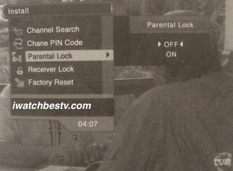 Dish Network Satellite TV: Parental Lock Control in the Installation Menu.