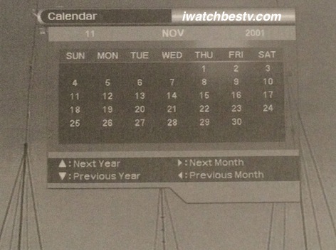 Satellite TV Installation: The Calendar in the Utility in the Main Menu Operation.