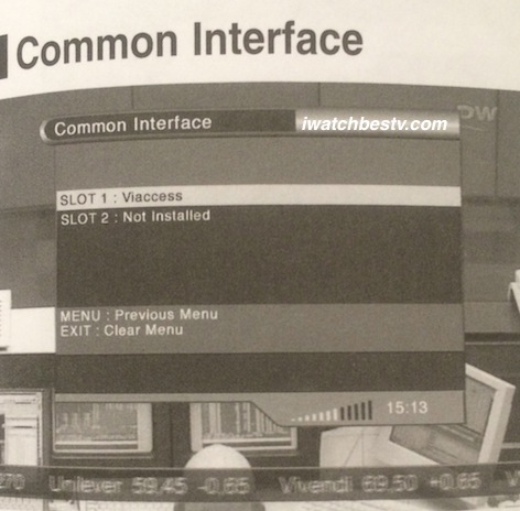 Satellite TV Installation: The Common Interface in the Main Menu Operation.