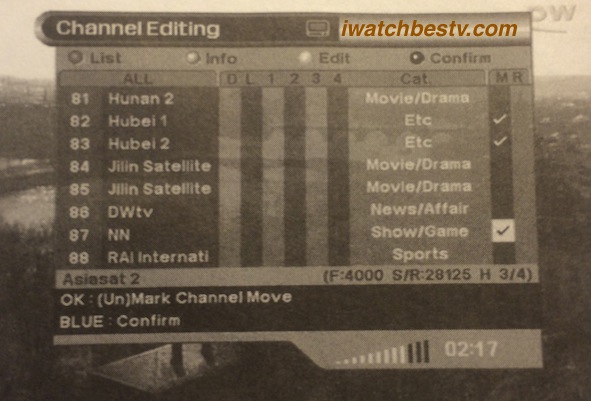 Watch Satellite TV: Positioning Channels - Moving the Position of Channels.