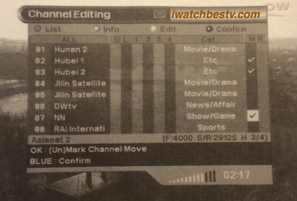 Watch Satellite TV: Positioning Channels - Moving the Position of Channels.